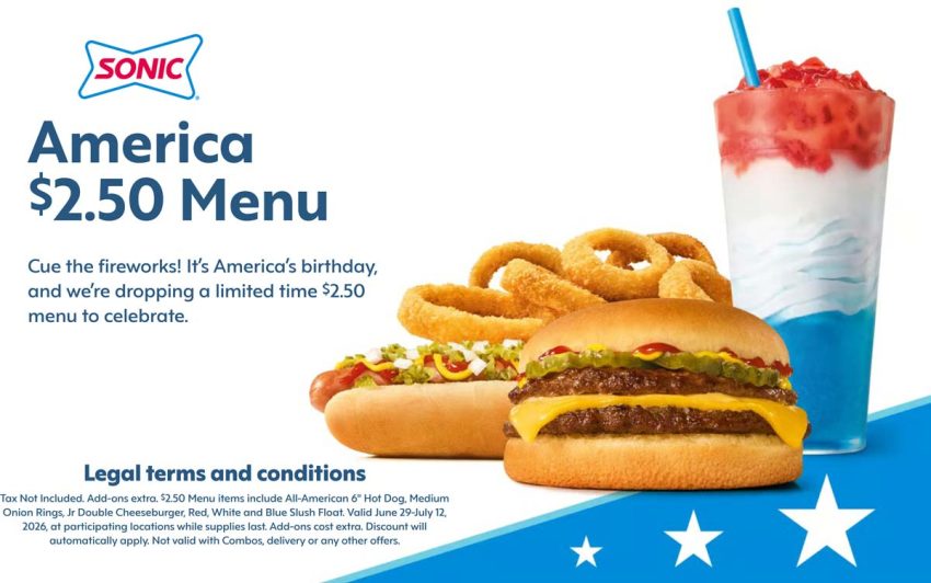 Various items on the deal at Sonicdrivein