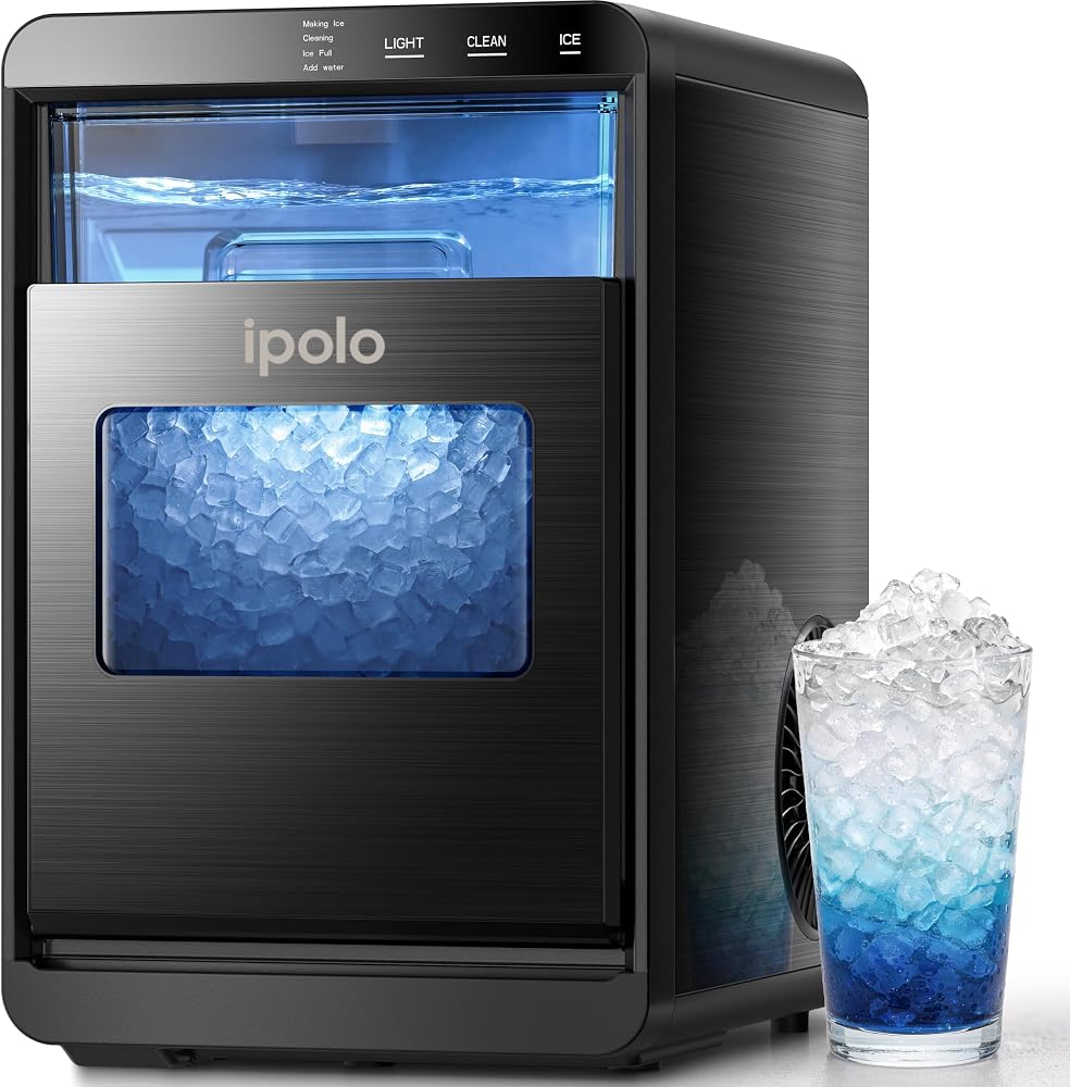 ipolo Nugget Ice Maker Countertop: 44lb/Day, Self-Cleaning, deal at Amazon