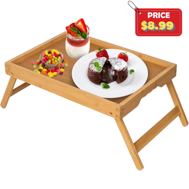 Artmeer Bed Tray Table with Folding Legs Deal: Save 50% at Amazon