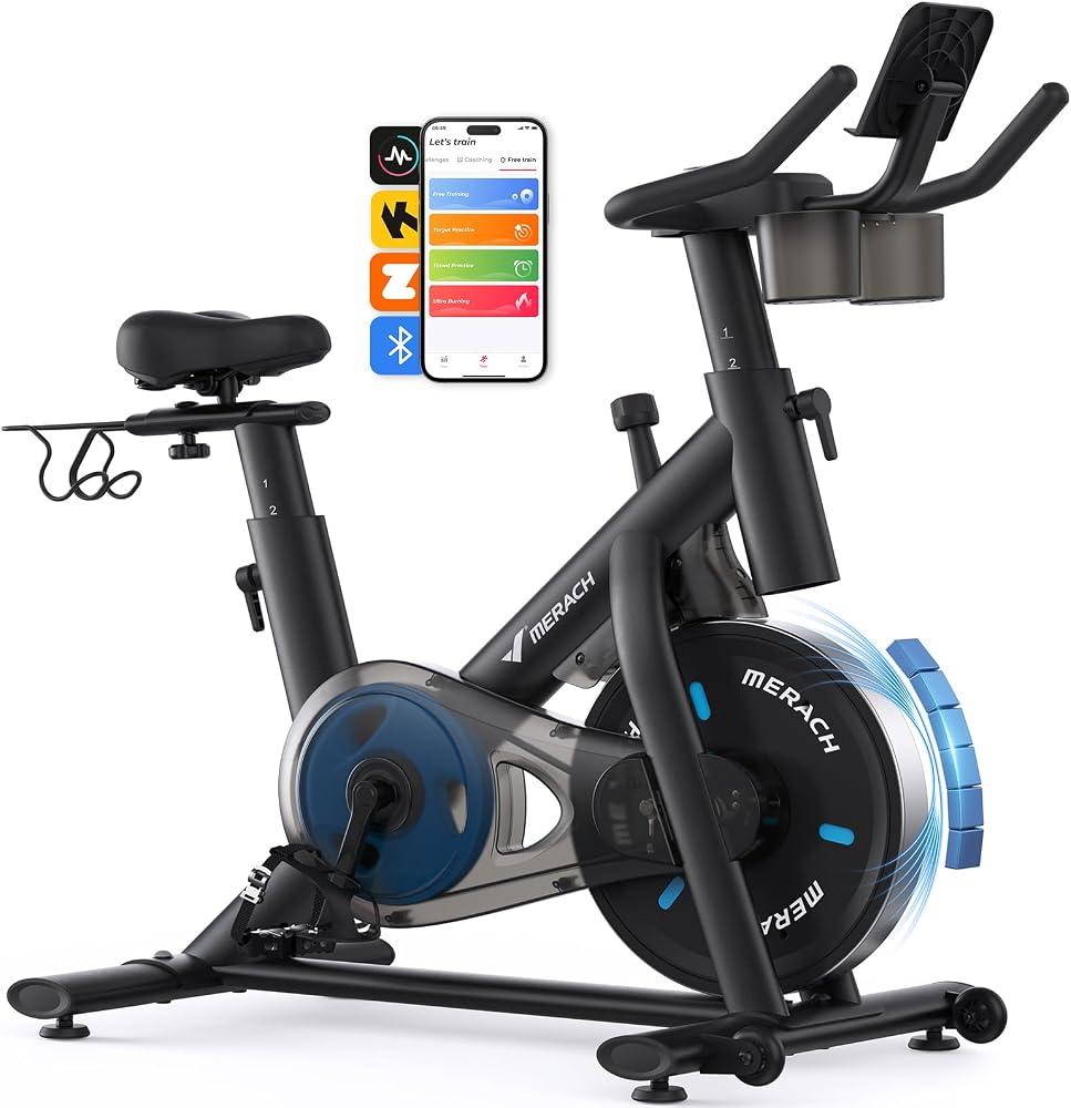 Merach Exercise Bike, Brake Pad/Magnetic Stationary Bike wit deal at Amazon