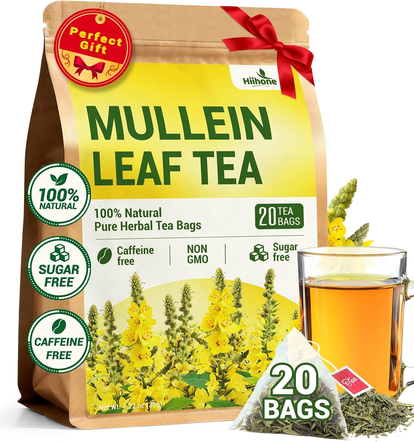 Mullein Leaf Tea Bags for Lung Support, 20 Tea Bags, Herbal deal at Amazon