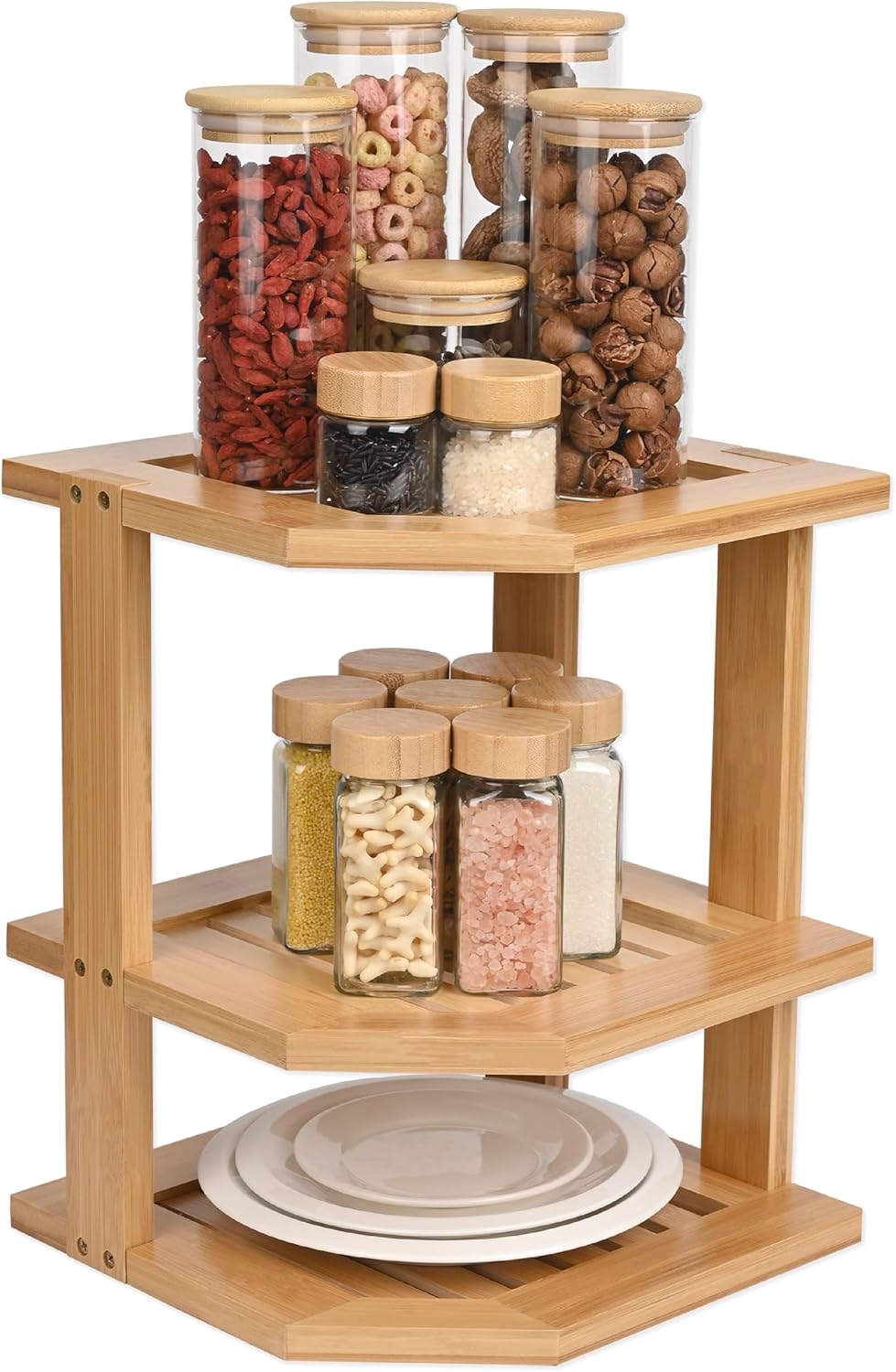 YUBAMIN Bamboo Kitchen Cabinet Organizer, 3 Only $39.99 at Amazon