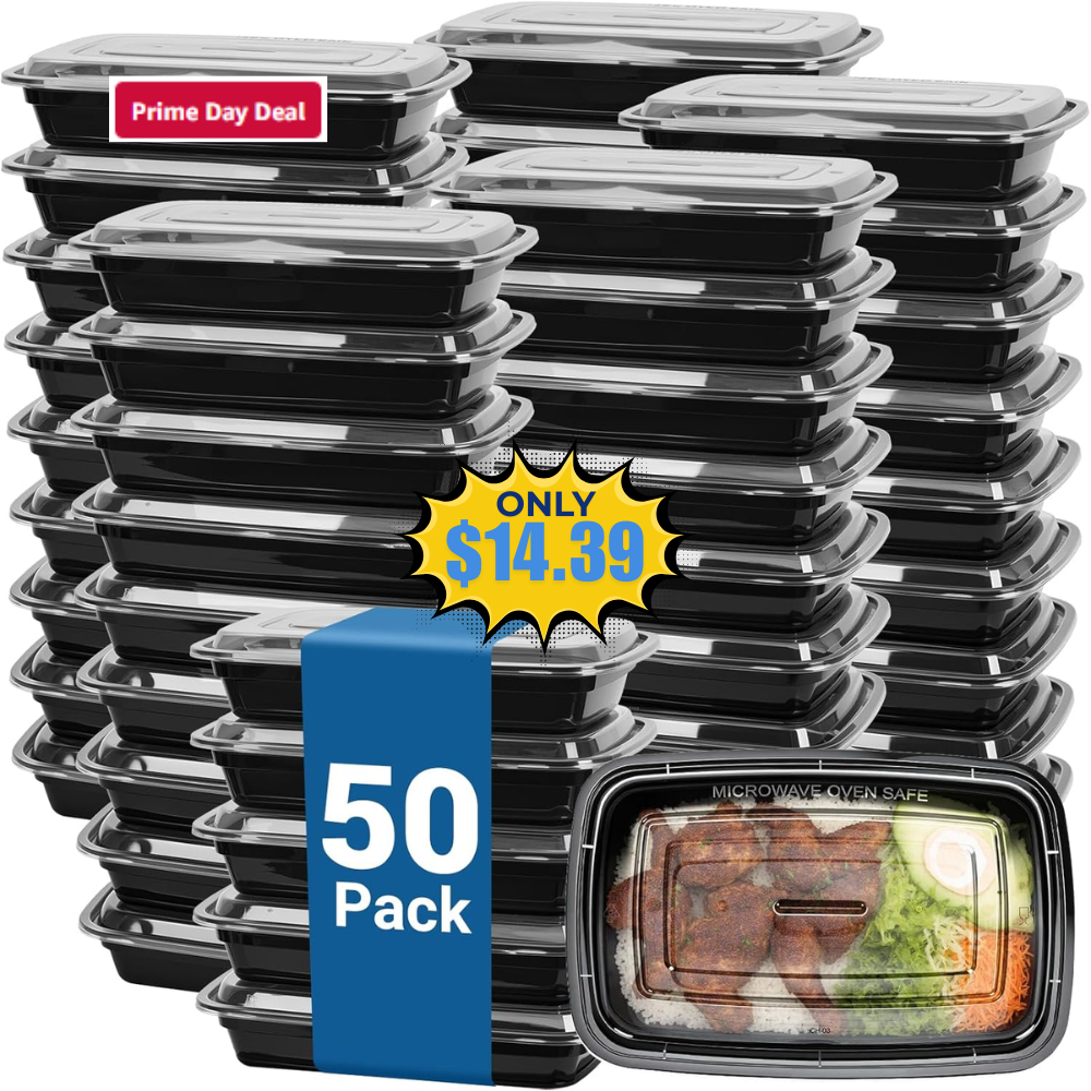 50-Pack 24 oz Reusable Meal Prep Containers Deal: Save 20% at Amazon