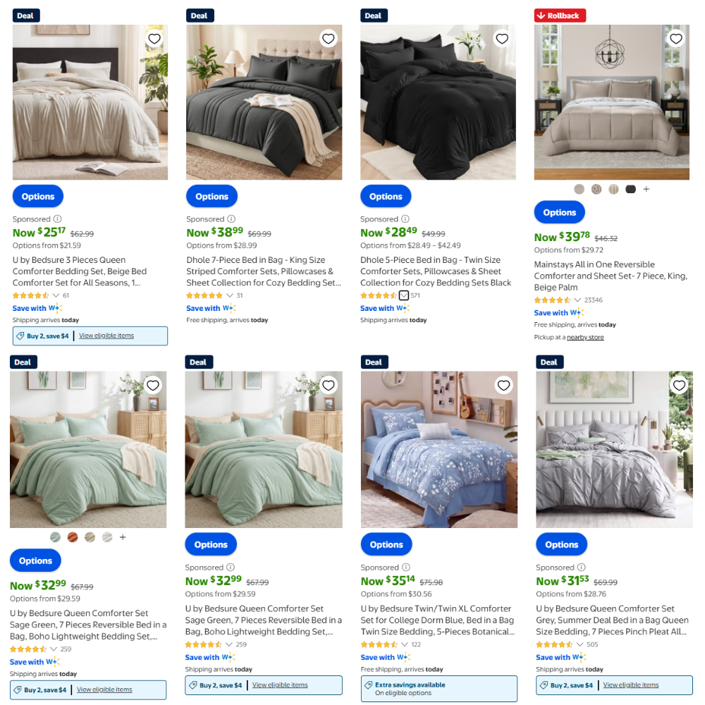 Bedding Sets Sale at Walmart: Save More Without Coupon