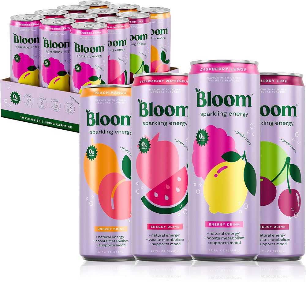 Bloom Nutrition Sparkling Energy Drink - Variety Pack - Natu deal at Amazon