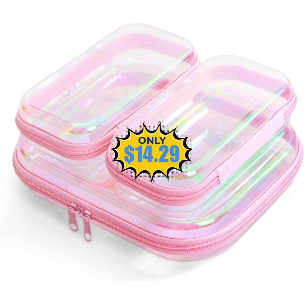 Clear Hard Shell Zipper Case 3 Pcs Deal at Amazon