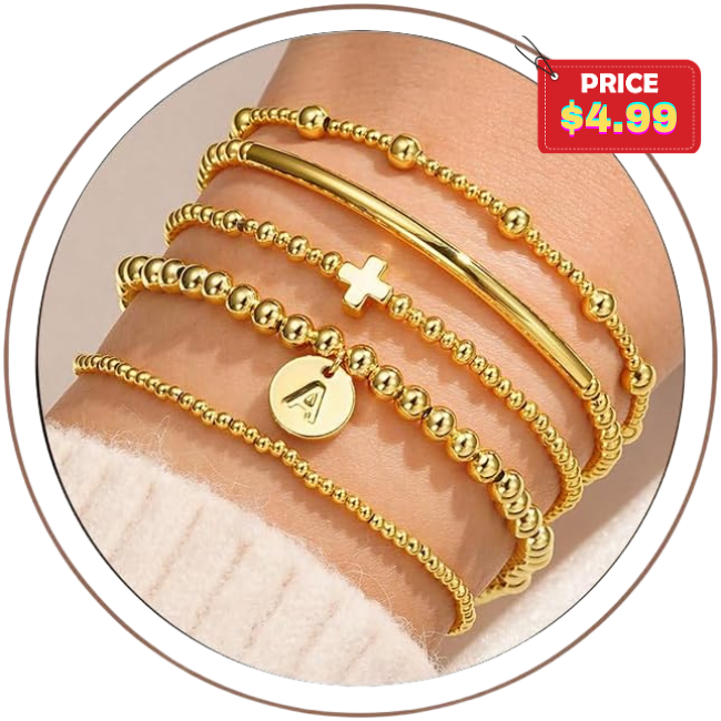 Gold Cross Bead Bracelets Sets Deal at Amazon: Save with F582TZP9