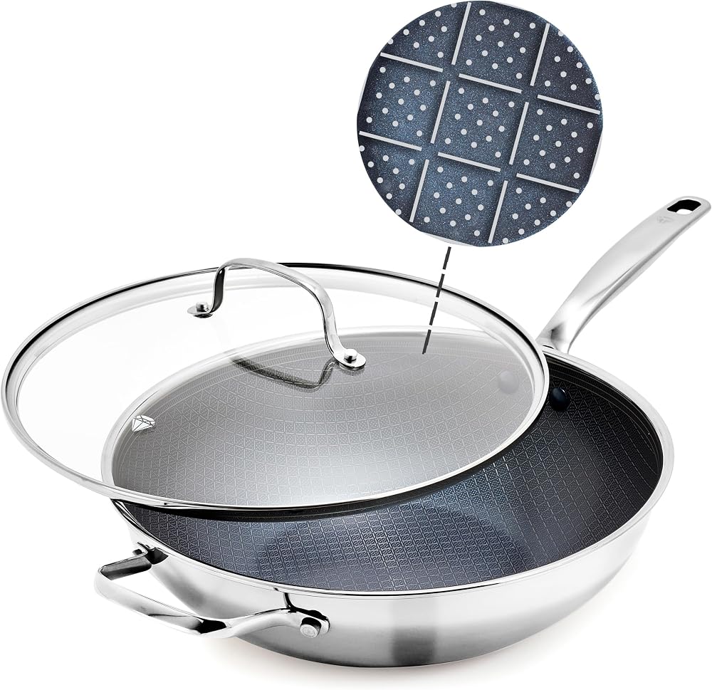 Blue Diamond Hybrid Nonstick Stainless Steel 12” Wok with Li deal at Amazon