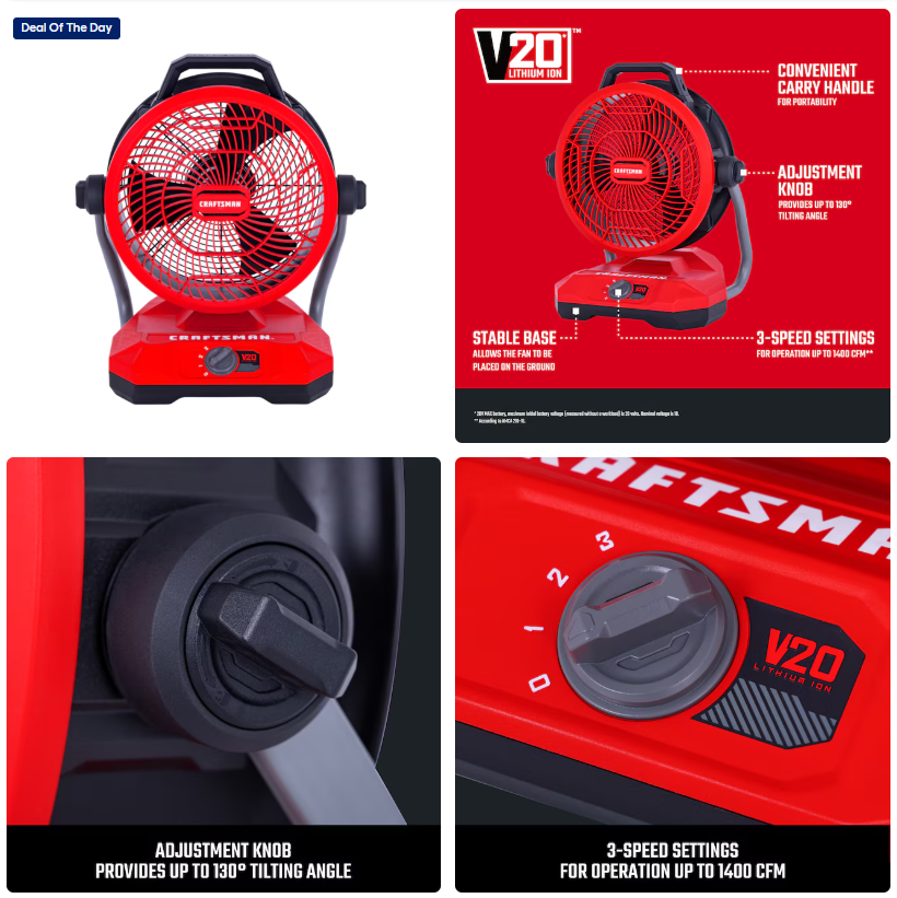 CRAFTSMAN 12-in High Velocity Indoor Industrial Fan Deal at Lowe’s: Save $80