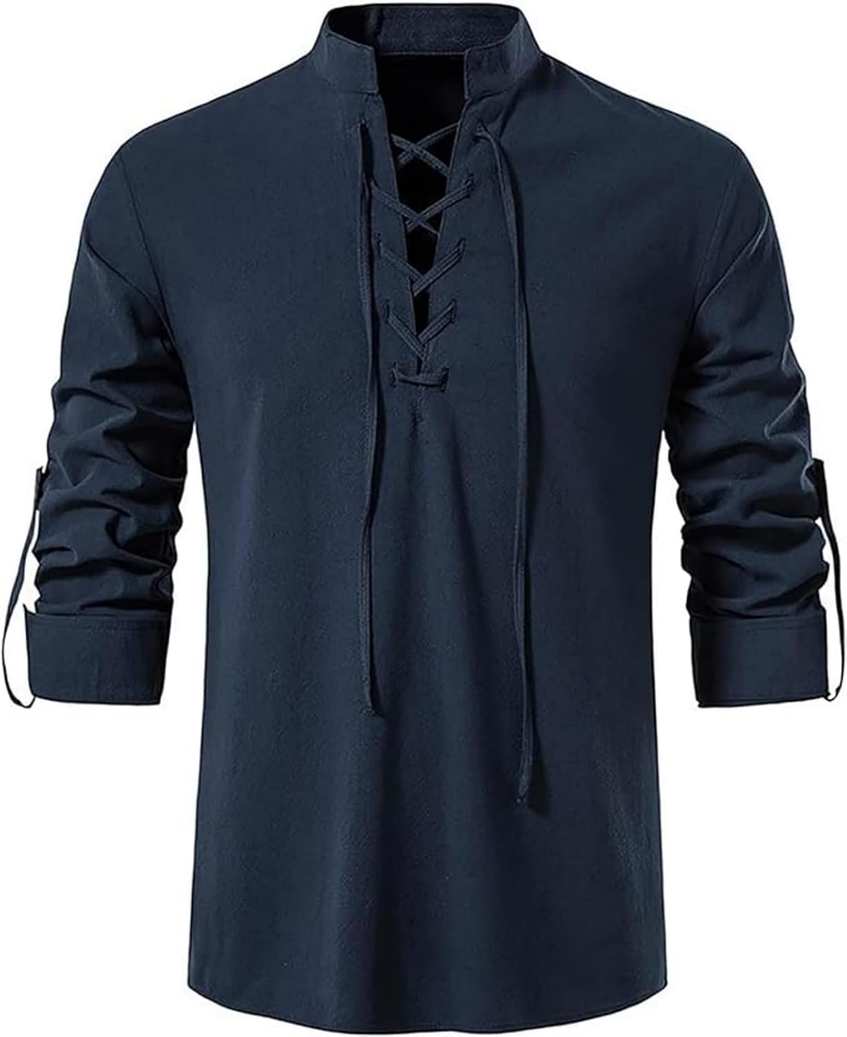AIFARLD Men's Long Sleeve Shirts Retro Style Lace up for Med deal at Amazon