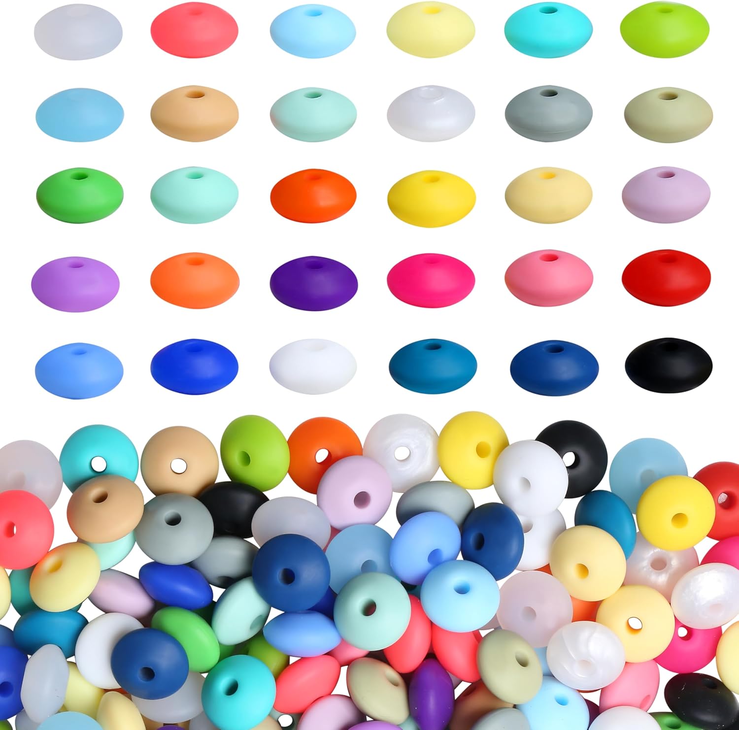 QINJIEJIE 200PCS Colorful Silicone Lentil Beads, 30 Colors, deal at Amazon