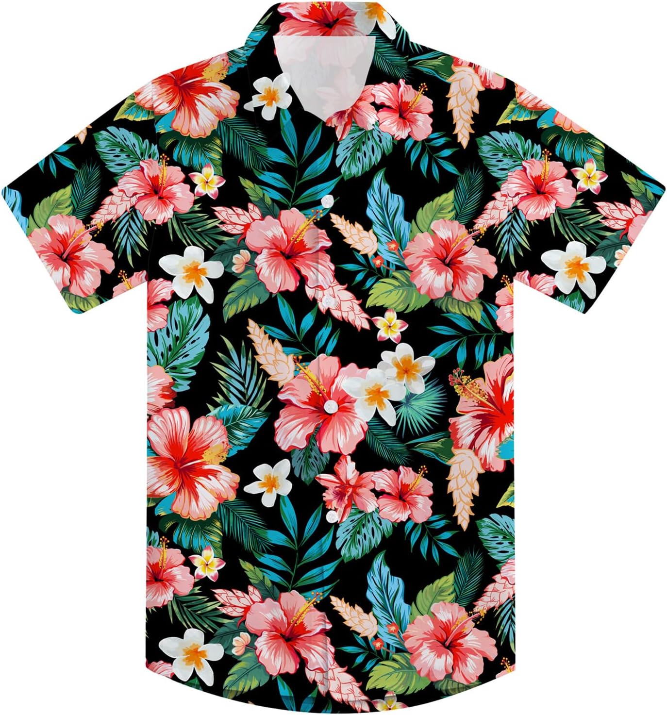 RAISEVERN Boys Hawaiian Shirt Floral Hibiscus Leaves Short S deal at Amazon