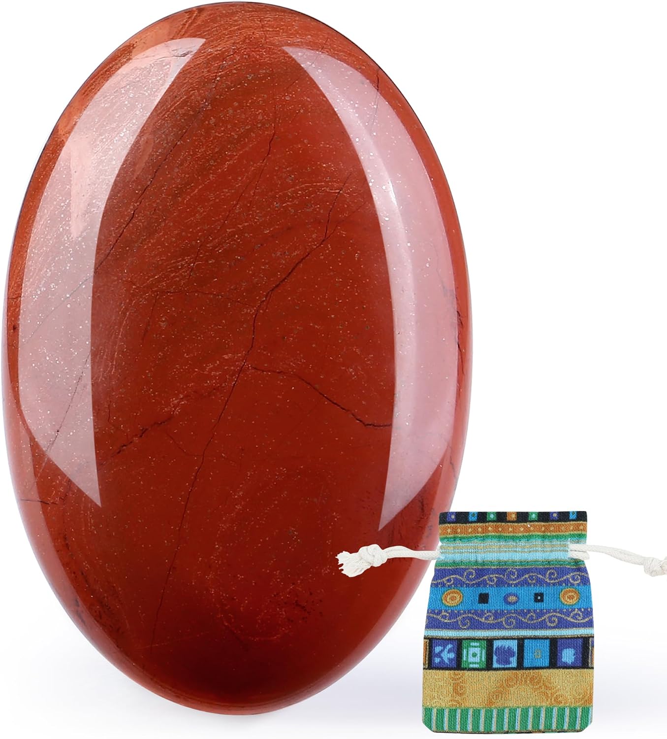 QINJIEJIE Red Jasper 2.4" Palm Stone Large Healing Crystals deal at Amazon