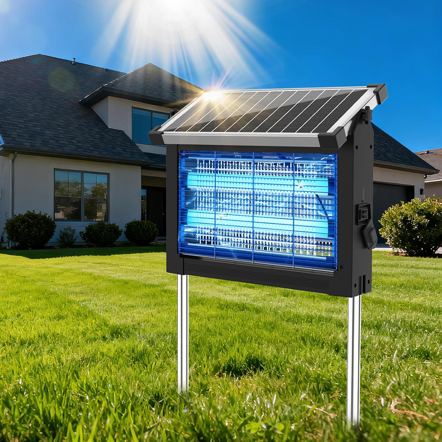 OnBeam Solar Bug Zapper Outdoor, 4500V Mosquito Zapper Water deal at Amazon