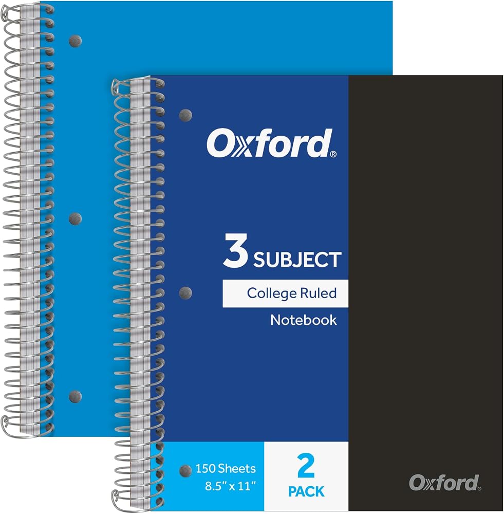 Oxford 3 Subject Spiral Notebook, Notebooks for School, Plas deal at Amazon