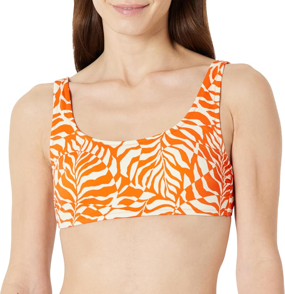 Amazon Essentials Women's Scoop Neck Swim Crop Top, Rust Ora deal at Amazon