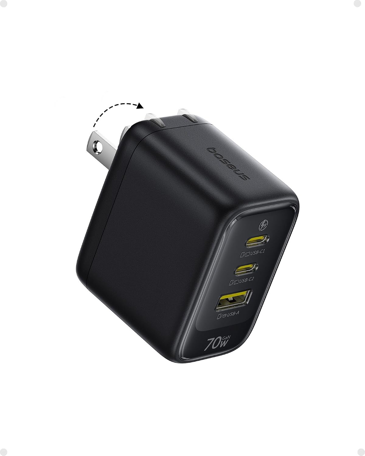 3-Port Enerfill 70W Gan USB-C Charger w/ Foldable Plug (2 US deal at Amazon