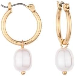 Ettika Pearl Earrings. Huggie Hoop Earrings for Women. Gold deal at Amazon