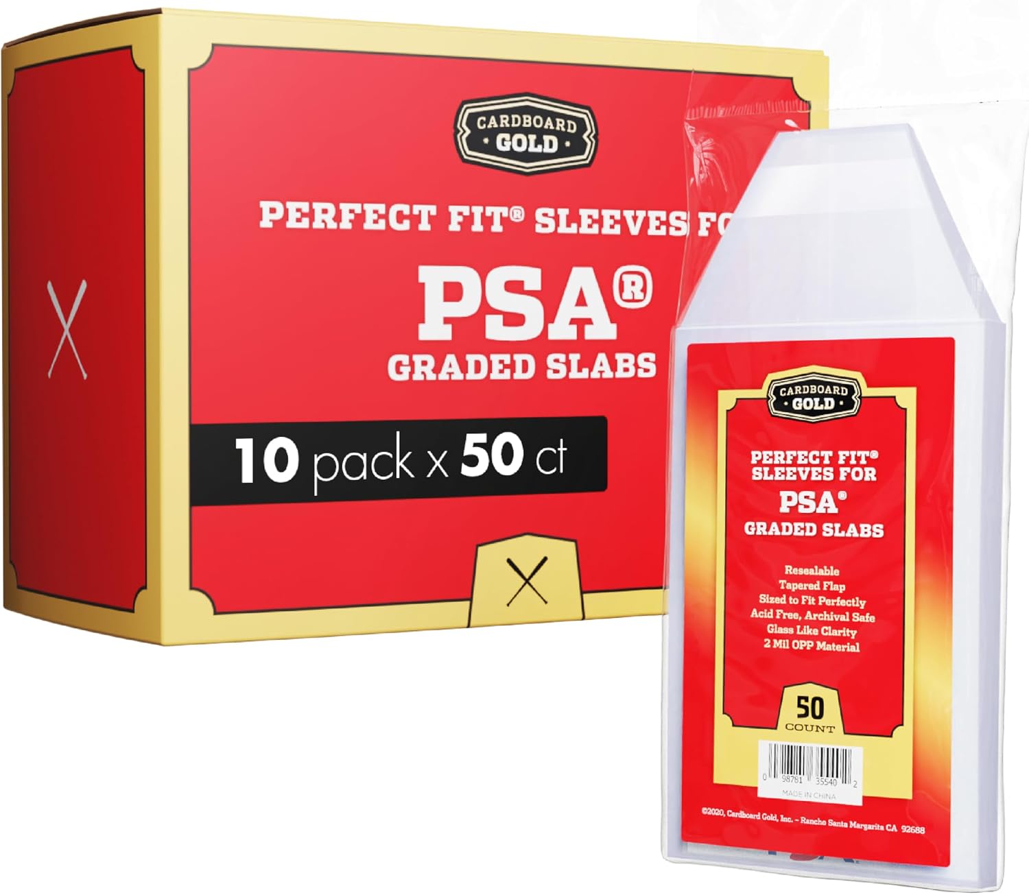 Cardboard Gold PSA Graded Card Sleeves – 50 Count with PSA L deal at Amazon