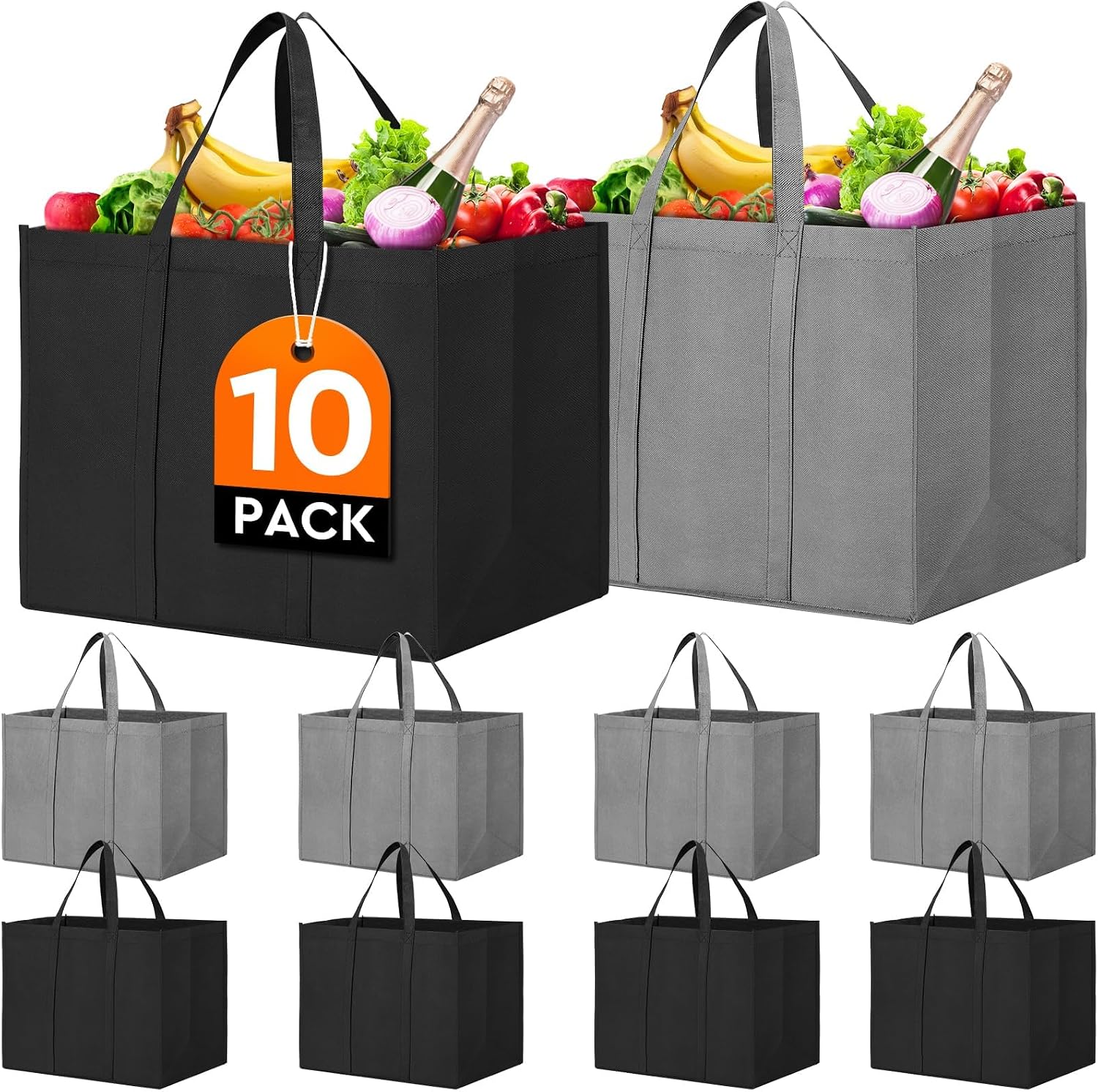 WISELIFE Reusable Grocery Shopping Bags 10 Pack Large Foldab deal at Amazon