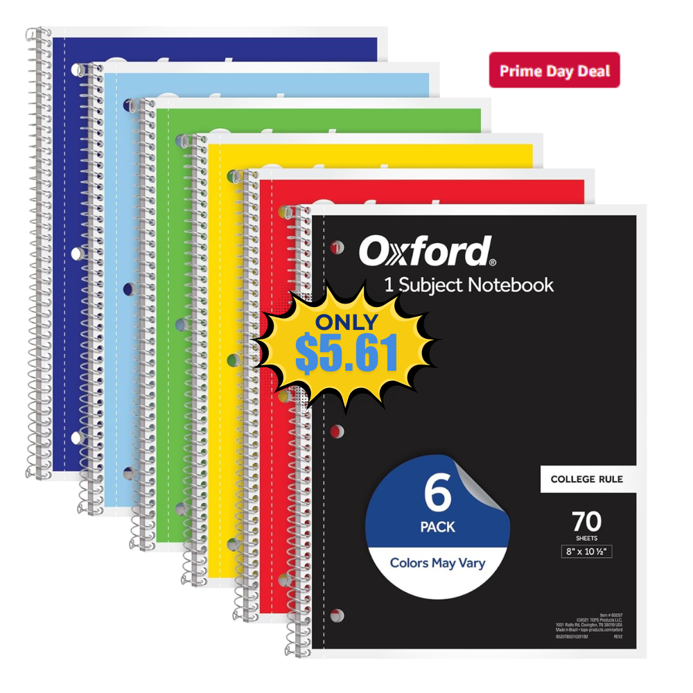 Oxford Spiral Notebook 6 Pack Deal: Save 38% on Amazon
