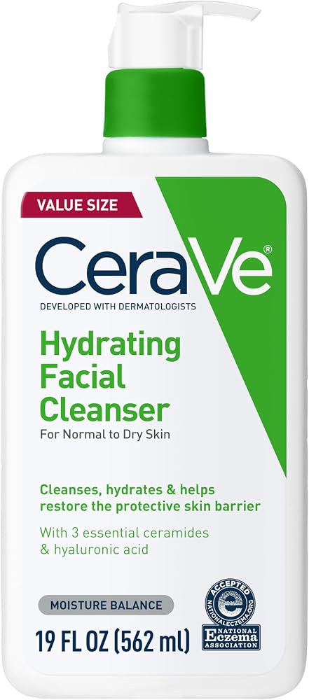 CeraVe Hydrating Facial Cleanser 19 oz bottle on Amazon