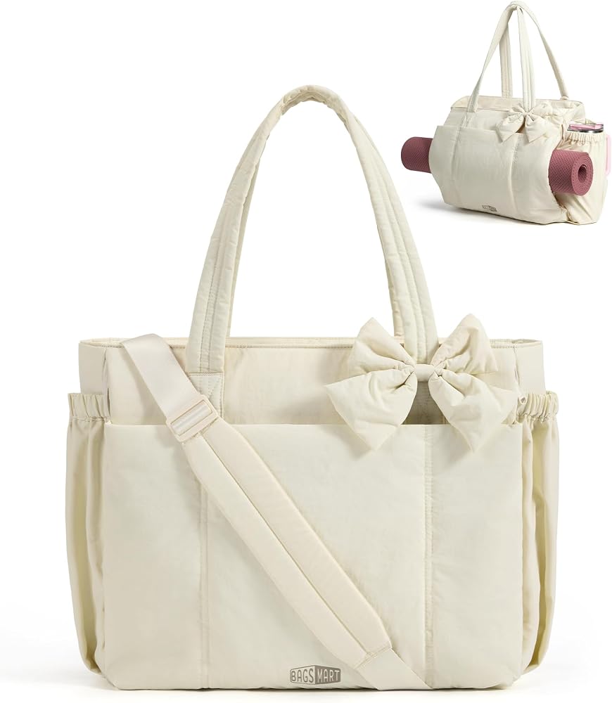 BAGSMART Crush Bow Tote Bag for women on Amazon, large work and travel tote