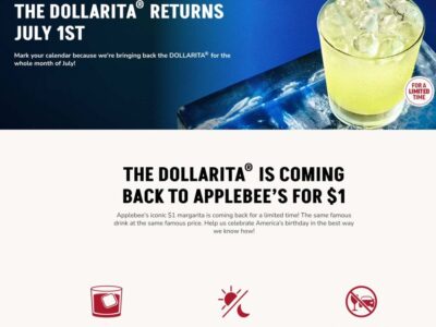 $1 margaritas all July at Applebees restaurants
