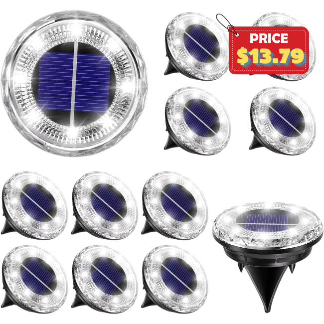 12 Pack Mini Solar Powered Ground Lights Deal at Amazon: Save with Promo Code