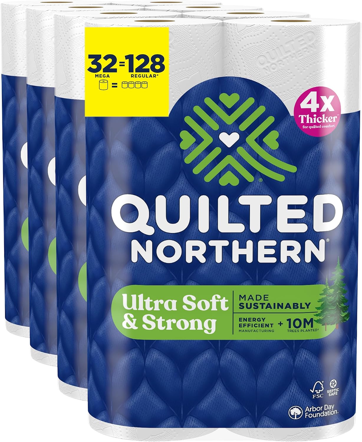 32 Mega Rolls (=128 Reg) Quilted Northern Ultra Soft & Strong Toilet Paper