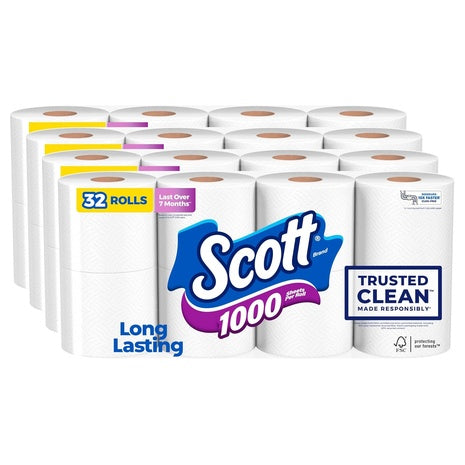 32 Rolls Scott 1000 Trusted Clean Toilet Paper