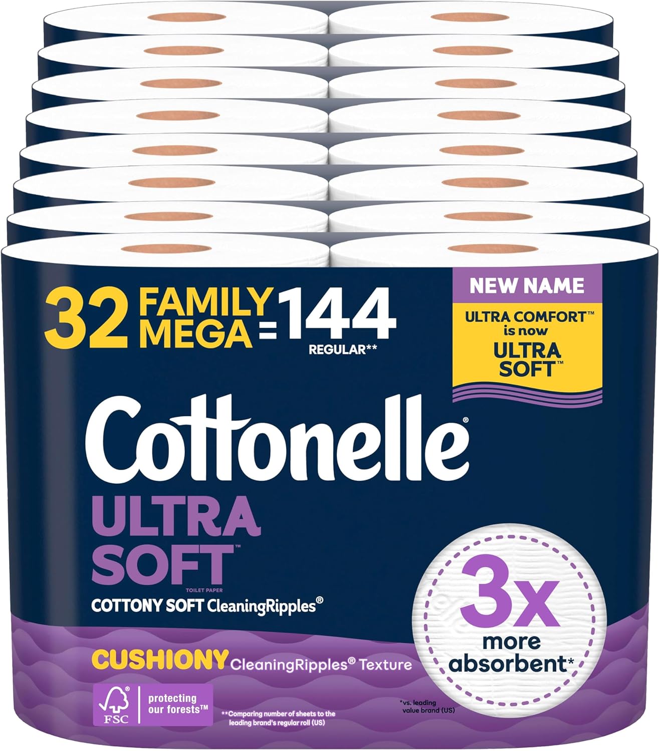32 Mega Rolls (=144 Reg) Cottonelle Ultra Soft Toilet Paper
