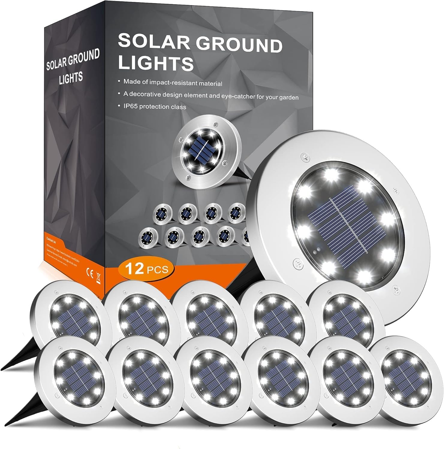 INCX 4.6 inch waterproof solar lights pack of 12 displayed outdoors, Amazon