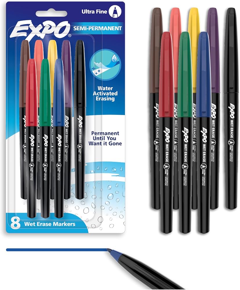 EXPO Vis-a-Vis Wet Erase Markers pack of 8 on Amazon