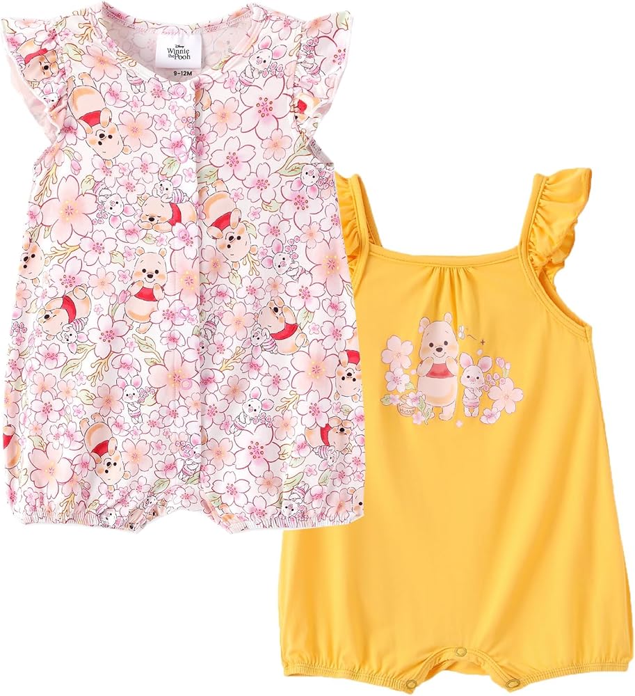 Disney Winnie the Pooh baby 2-pack outfits pink and yellow bodysuits on Amazon