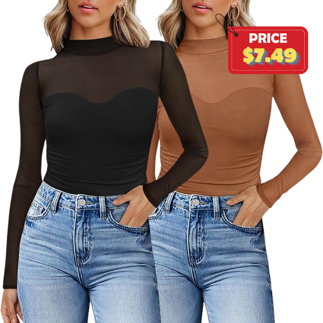Sexy Mesh Long Sleeve Shirts Deal at Amazon