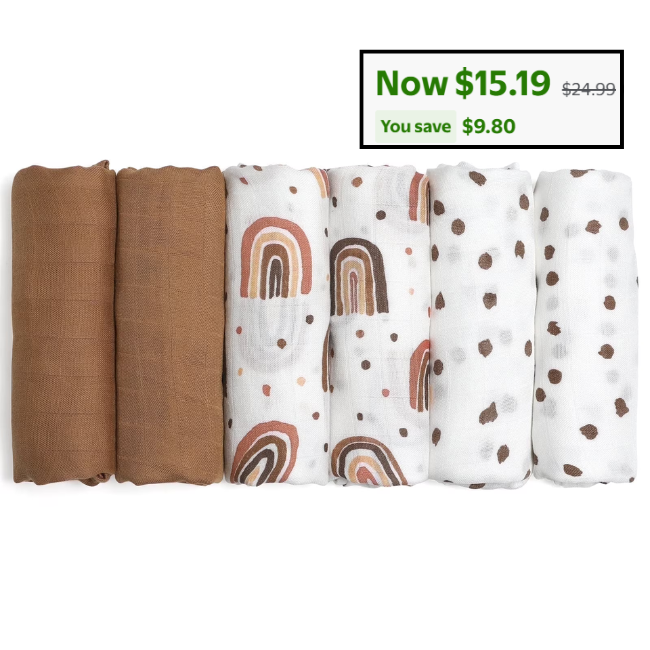 Baby Muslin Swaddle Blankets 6-Pack Deal: Save $9.80 at Walmart