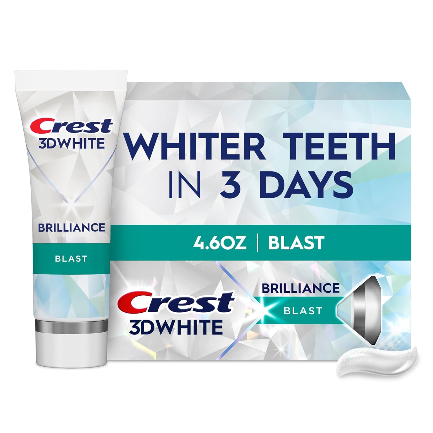 Crest 3D White Brilliance Blast Teeth Whitening Toothpaste tube on Amazon