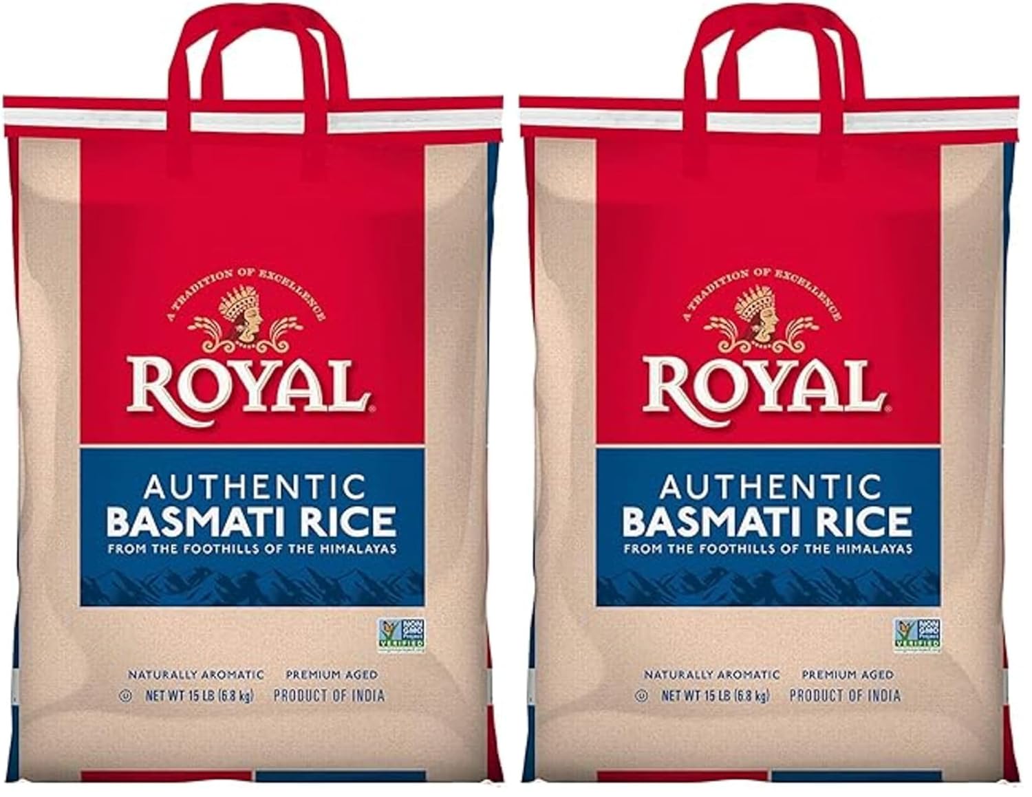 Authentic Royal Basmati White Rice 15 lb pack of 2 on Amazon