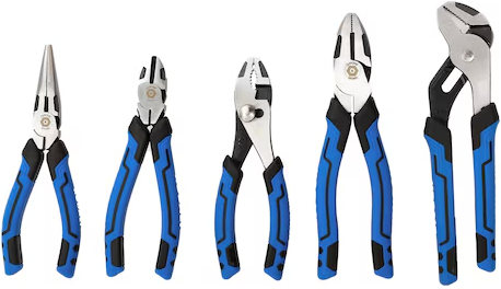 Kobalt 5-Piece Pliers Set displayed at Lowe's home improvement store