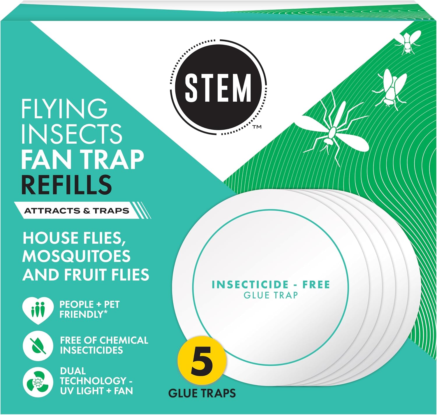 STEM Flying Insect Fan Trap Glue Refill Pads pack of 5 sold on Amazon