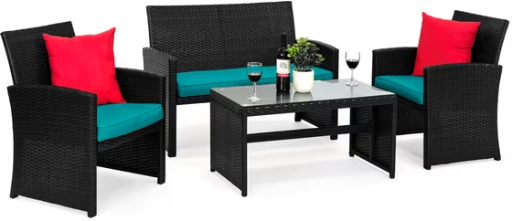 Best Choice Products 4-piece outdoor wicker patio conversation set with coffee table at Walmart