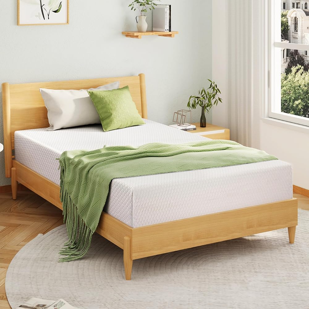 EGOHOME 8 inch memory foam mattress in a box, white, sold on Amazon