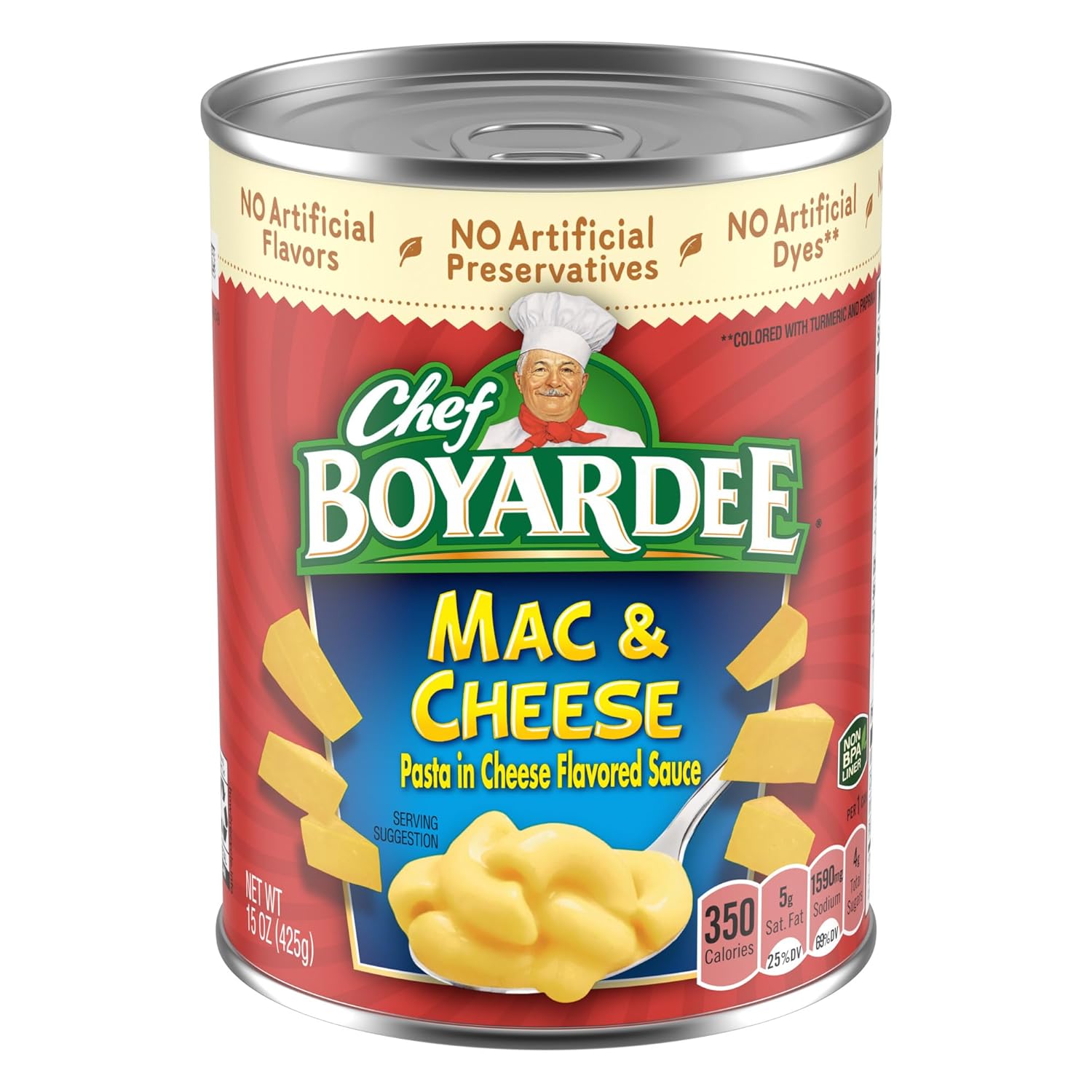Chef Boyardee Mac & Cheese 15‑oz can on Amazon storefront