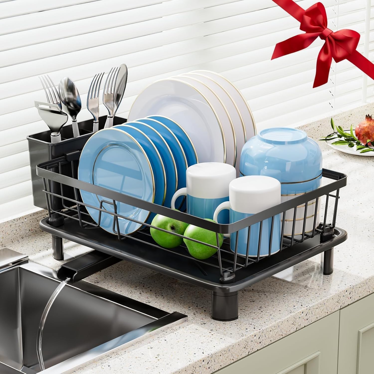 GAOKASE stainless steel dish drying rack with removable utensil holder on Amazon