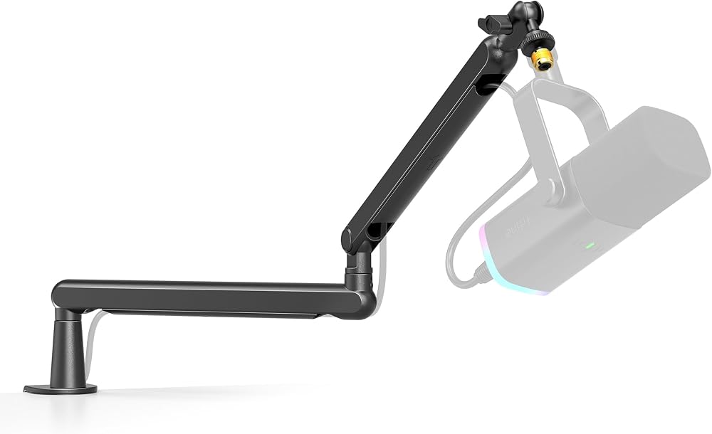 FIFINE BM88 low profile adjustable microphone boom arm on desk, Amazon listing
