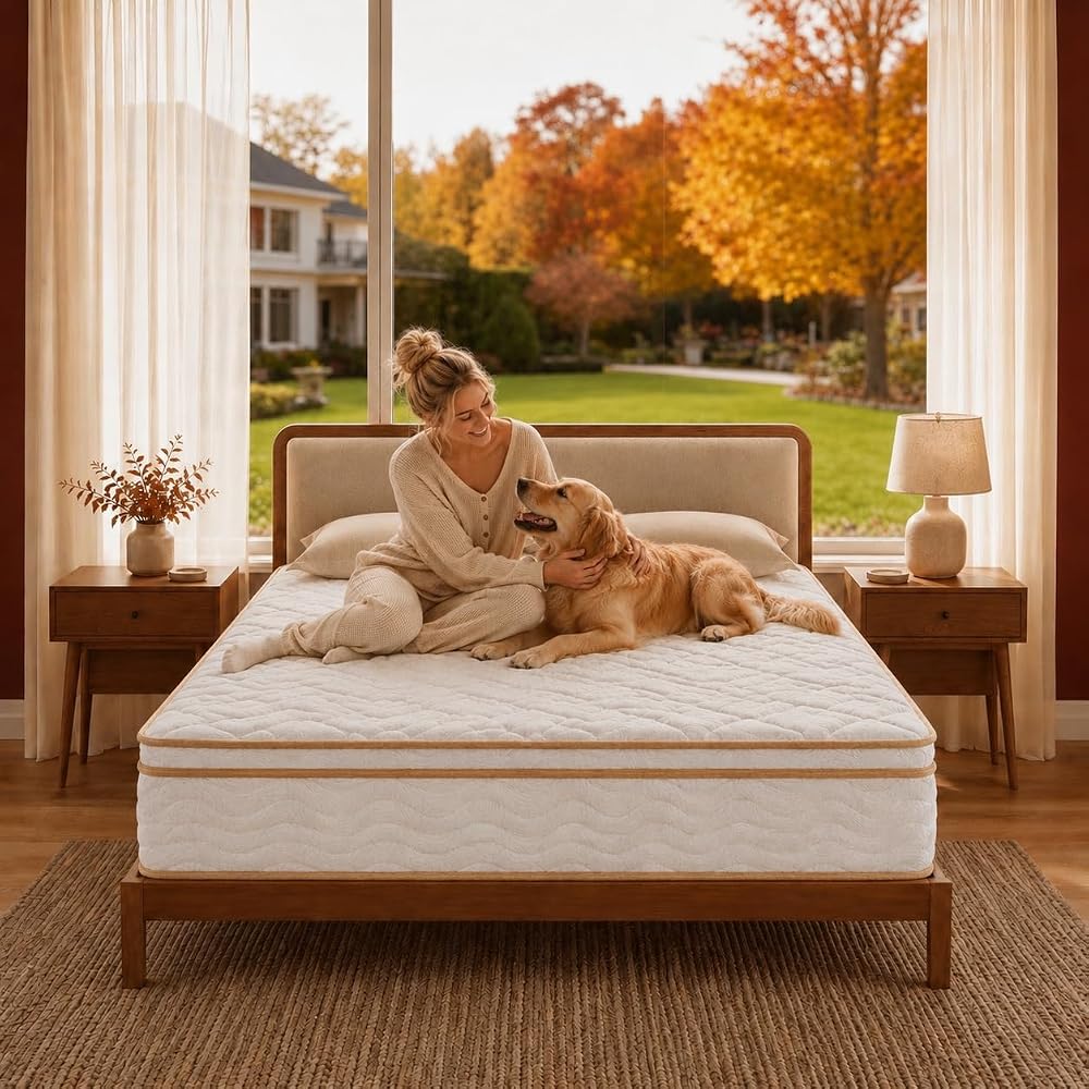 12-inch full hybrid mattress in a box with gel memory foam and pocketed coils, sold on Amazon