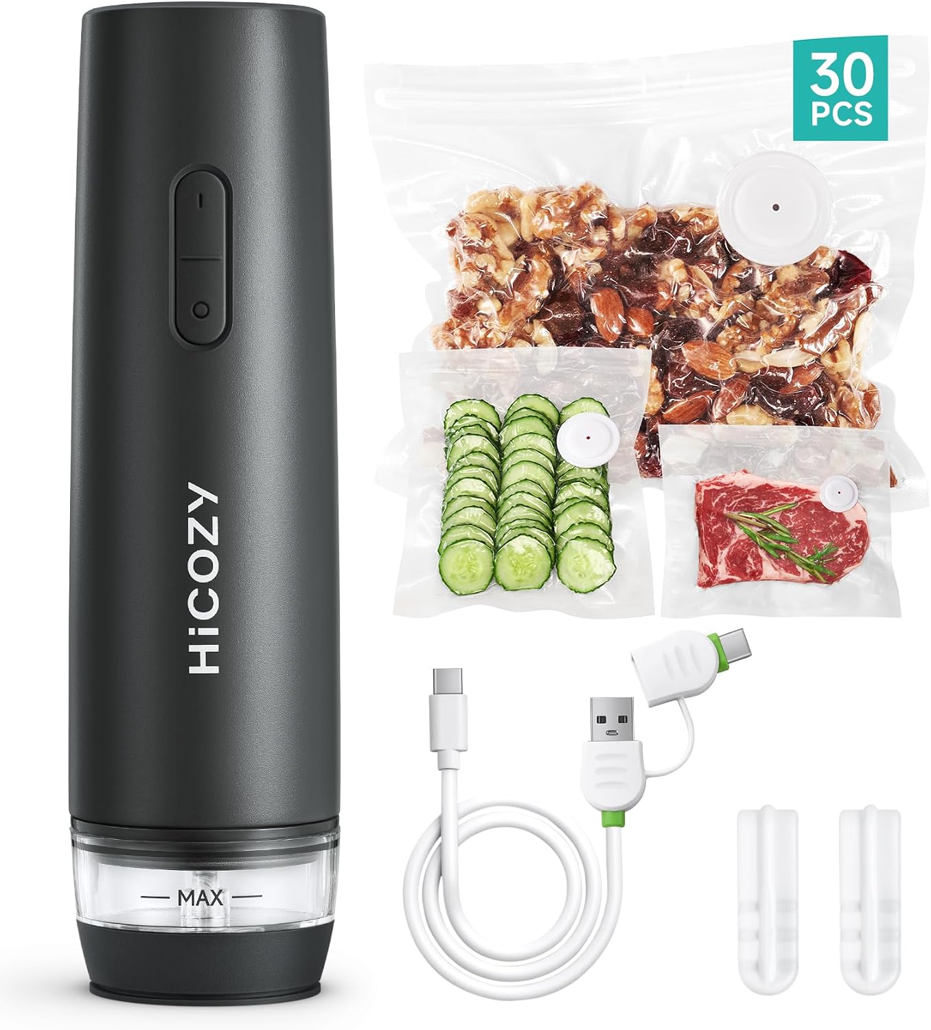 HiCOZY Compact Vacuum Sealer with visible water tank on Amazon