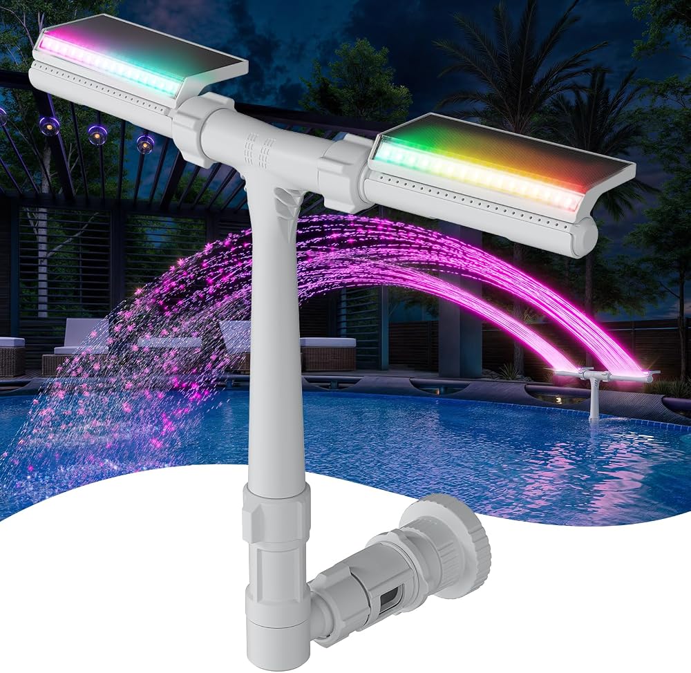 POOLHACKER Solar Pool Fountain with LED lights on Amazon