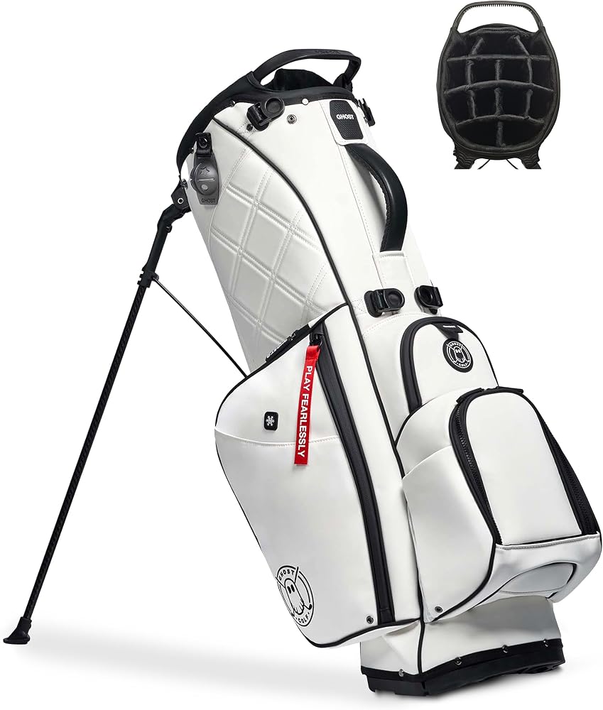 Ghost Golf Stand Bag with magnetic pocket displayed on Amazon
